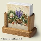 Solid wood Standard 3.6" Size coaster holder-holds set of 4 drink coasters standing up