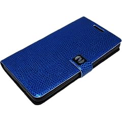 Samsung Galaxy S 2 II i9100 Novoskins Blue Blau Faux PU Leder Snakeskin iDiary Case