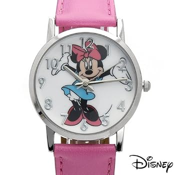 Disney Women's MIN067 Minnie Mouse Silver Case Pink Strap Watch