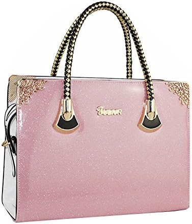 Nadoo Womens Shoulder Purse Faux Patent Leather Doctor Tote Purse Satchel Handbag