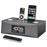 iHome iP88GC Dual Dock Alarm Clock Radio for iPhone/iPod, Gunmetal