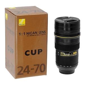 Fotodiox Thermo Lens Cup with Stainless Steel Insulated Tumbler Coffee and Refreshment Mug 1:1 Nikon Lens imitation Thermo Cup (Modeling 24-70mm F2.8G Lens) 16oz