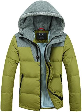 EEP Men's Winter Thicken Insulated Slim Fit Puffy Down Jacket With Hood 3XL Green