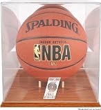 Mounted Memories Portland Trail Blazers Oak Team Logo Basketball Display Case With Mirrored Back