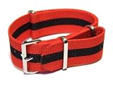 Bracelet de Montre Militaire, pour lOTAN G10 Watch, Rouge avec une bande Noire, 20mm