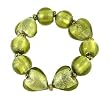 Bracelet - B54 - Murano Glass Style - Hearts - Stretch ~ Olive Green