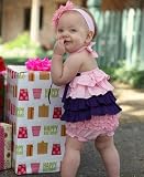 RuffleButts Toddler Girl Pink & Purple Woven Ruffle Halter Top