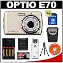 Pentax Optio E70 Digital Camera (Champagne Gold) + 4GB SD Card + Batteries + Carrying Case + Cameta Bonus Accessory Kit