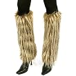 Winter Faux Shaggy Long Fur Animal Dance Ski Leg Warmer Boot Shoe Cover Beige