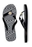 IMAGE OF Gold Medallion Black/White Flip Flop - Women's Swimwear Plus Size Swimsuit