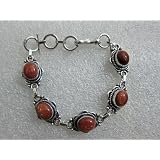 Tribal Fashion Sparkling Brown Stone Studded Silver Bracelet India