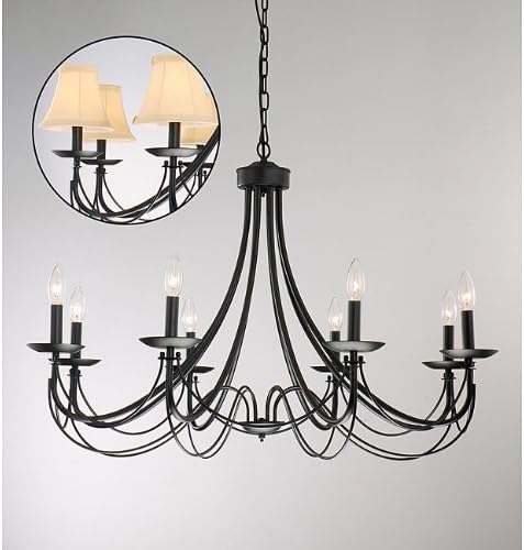 Wrought Iron Black Chandelier Lighting