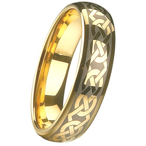 Buying Cheap Gold Tungsten Carbide Ring. 6mm width. Domed & Polished