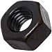 Grade 2 Alloy Steel Heavy Hex Nut, Black Oxide Finish, 1/4"-20 Thread Size, 3/8" Width Across Flats, Pack Of 5