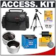 Deluxe Accessory Kit with Carrying Case + 2x Telephoto Lens + 0.5x Wide Angle Lens + DVD-R 3-Pack + Tripod for Compact DVD-R Camcorders including Canon DC410, DC420 and Hitachi DZBD10HA