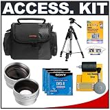 Deluxe Accessory Kit with Carrying Case + 2x Telephoto Lens + 0.5x Wide Angle Lens + DVD-R 3-Pack + Tripod for Compact DVD-R Camcorders