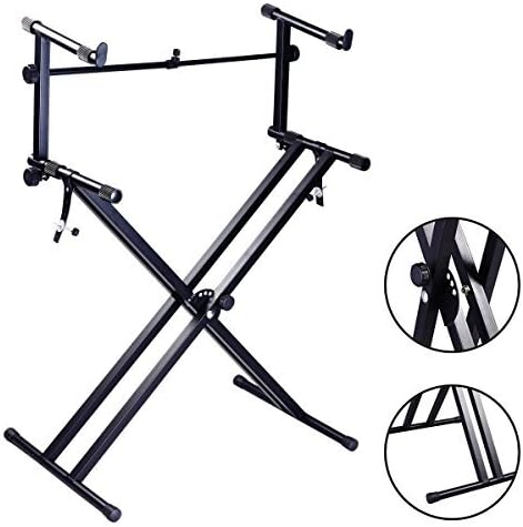 Pro 2-Tier X Style Dual Keyboard Stand Electronic Piano Double Adjustable