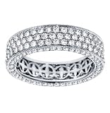 3.70 CT TW Round Diamond Pave Set Eternity Band with Side Stones in Platinum
