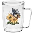 Butterfly w/Yellow Flowers 18 oz Insulated Coffee Mug, Clear