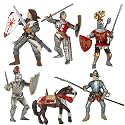 Papo Red Lancelot and Knights Set: Lancelot Red, War Horse Red, Gevean Knight Red, Knight With Crest Red, Conquistador Knight w/ Halberd Red, Armored Red Knight