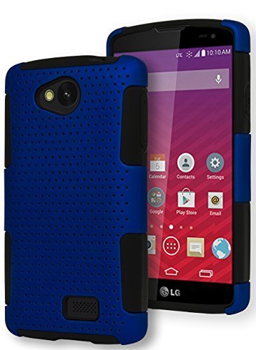 LG Tribute Case, Bastex Heavy Duty Hybrid Protective Case - Soft Black Silicone Cover with Blue Mesh Design Hard Shell Case for LG Tribute LS660