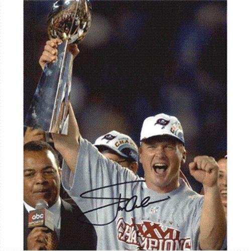 Jon Gruden Autographed Tampa Bay Buccaneers (Super Bowl Trophy) 8x10 Photo