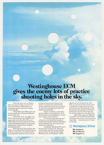 Cover image : 1982 Westinghouse Defense ECM Jammers Holes in Sky Print Ad