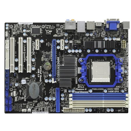 ASRock Socket AM3/AMD 880G/Hybrid CrossFireX/USB 3.0/A & V & GbE/ATX Motherboard 880GXH/USB3