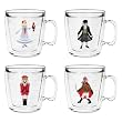 Nutcracker Characters 12 oz Insulated Coffee Mug Set, Clear (4 designs)
