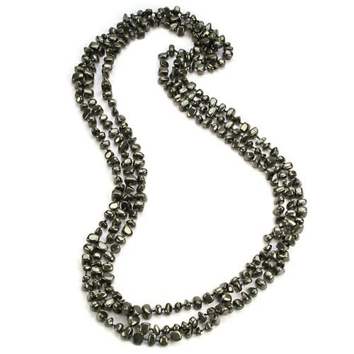 Genuine Pyrite Nugget Necklace by Barse  100 Inches