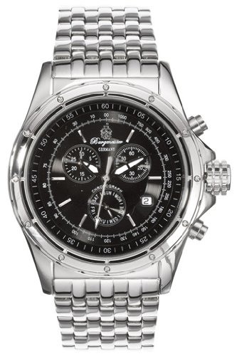 Burgmeister Royal BM121-121 Herren Chronograph Uhr Edelstahl silber schwarz Tag/Datum