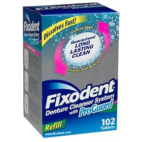 Fixodent Denture Cleanser System with ProGuard Tablets, Refill, 102 Count