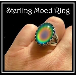 Unusual Classy Sterling Silver Mood Ring with Beautiful Vivid Colors