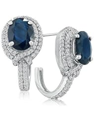 6 1/2ct Statement Style Sapphire and Diamond Earrings in 14k White Gold