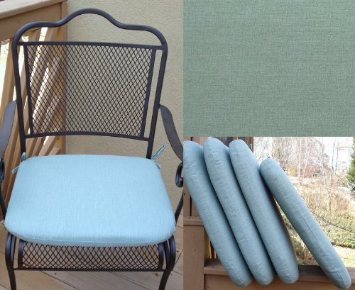 Set of 4 Outdoor Chair Seat Cushion 20(w) 19.5(d) 2.5(h) - Bayside Mist