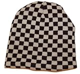Reversable Black White Checker Beanie Cap