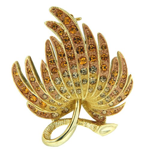 Go Plated Leaf Flower Pin Brooch