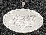New York Jets Giant 2 1/2 W x 1 1/2 H Oval Jets Logo Pendant - 14KT Gold Jewelry