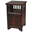 Handmade Antique-Style 26" Black & Red Crackled Wood Accent / End Table With Cabinet Space