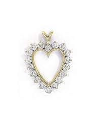 14K Yellow Gold Diamond Heart Pendant plus 18" Chain
