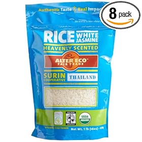 Alter Eco Fair Trade Rice, White Jasmine, 16-Ounce Pouches (Pack of 8)