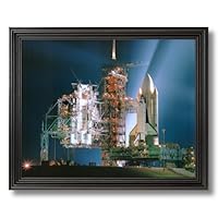 Solid Wood Black Framed NASA Space Shuttle Night Photo Pictures Art Print