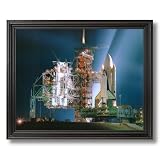NASA Space Shuttle Columbia Night Launch Photo Wall Picture Black Framed Art Print