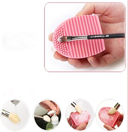 Cleaning MakeUp Washing Brush Silica Glove Scrubber Board Cosmetic Clean Tools (Pink)