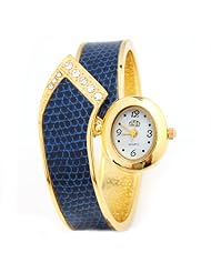 Yesurprise Elegant Women Fashion Snake Skin Bangle Cuff Bracelet Wrist Watch Blue