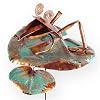 Copper Frog on Lily Pad Sculpture & Garden Stake
