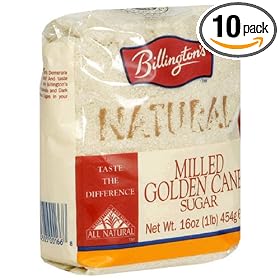 Billington's Natural Milled Golden Cane Sugar, 16-Ounce Bags (Pack of 10)
