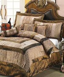 7 PCS King Size Coffee Jacquard Comforter Bed Set