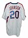 Autographed Howard Johnson New York Mets White Pinstripe Majestic Jersey