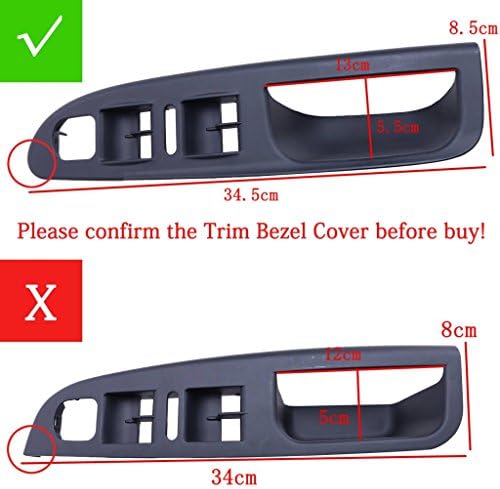 King Deluxe Black Master Window Mirror Switch Panel Trim Bezel Cover for 2006-2010 VW Passat B6 4-Doors